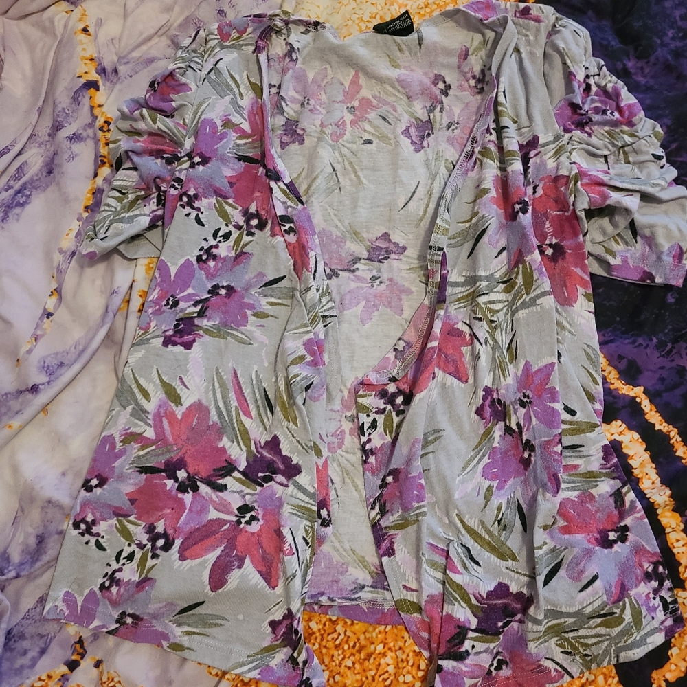 New Direction Petite Flower Cardigan